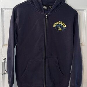 Quiksilver Dark Blue Kids Hoodie with Yellow Logo